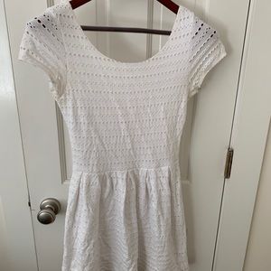 Stretchy white eyelet dress
